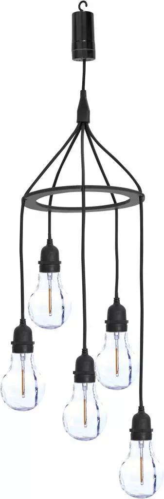 Luxform hanglamp 5x gloeilamp d60cm zwart - afbeelding 1
