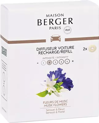 Maison Berger Paris navulling autoparfum musk flowers 2 stuks