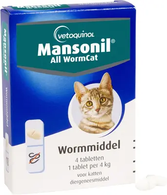 Mansonil All Worm Cat – Ontwormingstabletten voor Katten – 4 stuks - afbeelding 1