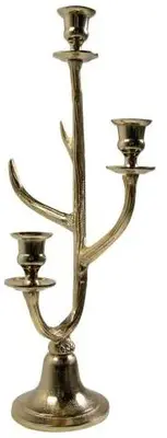 Mars & More kandelaar aluminium gewei 14x14x48cm goud - afbeelding 1