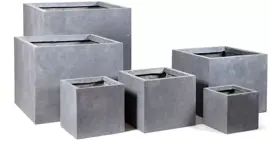 Mcollections Bloembak Kubus – 25 × 25 × 25 cm – Clayfibre – Grijs - afbeelding 1