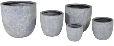 Mcollections Bloemenpot Arizona – Ø45 x H43 – Clayfibre – Washed Grey - afbeelding 1