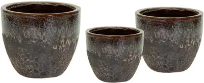 Mcollections Bloemenpot Egg Vulcano– Ø30 x H24 – Keramiek, Geglazuurd – 2 Kleurig: Bruin - afbeelding 1