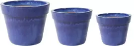 Mcollections bloempot basis geglazuurd 38x30 cm blauw - afbeelding 1