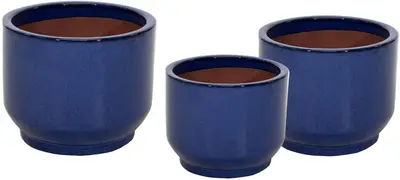 Mcollections Bloempot Cylinder Pedestal – Ø24 x H19 – Keramiek, Geglazuurd – Blue - afbeelding 2