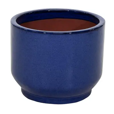 Mcollections Bloempot Cylinder Pedestal – Ø30 x H25 – Keramiek, Geglazuurd – Blue - afbeelding 1