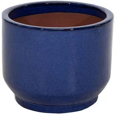 Mcollections Bloempot Cylinder Pedestal – Ø38 x H31 – Keramiek, Geglazuurd – Blue - afbeelding 1