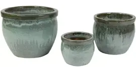 Mcollections bloempot delta geglazuurd 21x16 cm mos - afbeelding 2