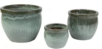 Mcollections Bloempot Delta Geglazuurd – Ø28 × H24 cm – Mosgroen - afbeelding 2