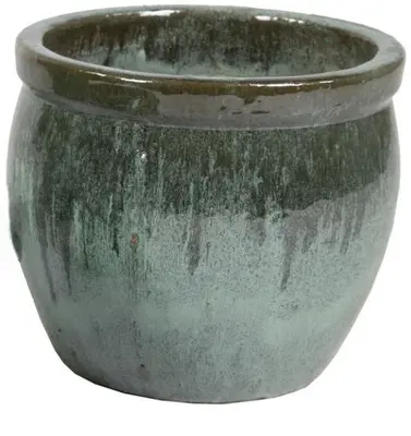 Mcollections Bloempot Delta Geglazuurd – Ø28 × H24 cm – Mosgroen - afbeelding 1