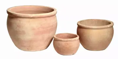 Mcollections Bloempot Delta Terracotta – Ø28 × H24 cm – Clayfibre – Whitewash - afbeelding 1