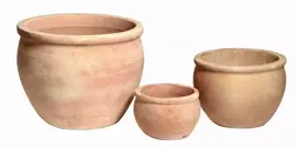 Mcollections Bloempot Delta Terracotta – Ø28 × H24 cm – Clayfibre – Whitewash - afbeelding 1