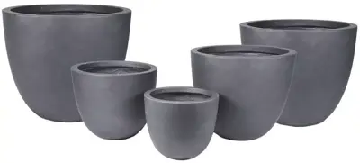 Mcollections Bloempot Egg Groot – Ø40 × H34 cm – Clayfibre – Loodkleur - afbeelding 1