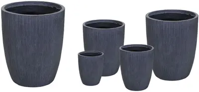 Mcollections Bloempot Nora Egg Hoog – Ø42 x H52 – Clayfibre – Grafiet - afbeelding 1