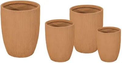 Mcollections Bloempot Nora Egg Hoog – Clayfibre  - Ø28 x H38 – Camel - afbeelding 1