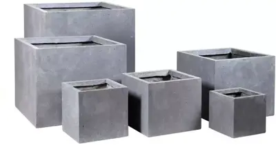 Mcollections Plantenbak Kubus – 44 x 44 x 38 cm – Clayfibre – Authentiek Grijs - afbeelding 1