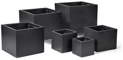 Mcollections plantenbak kubus clayfibre 75x75x75 cm zwart - afbeelding 1