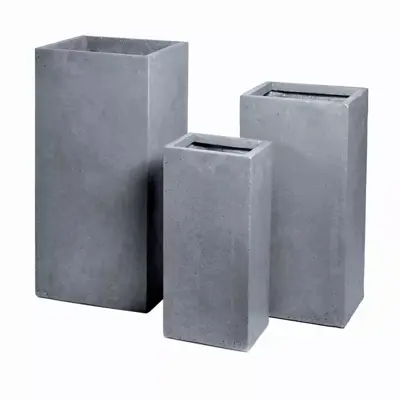 Mcollections plantenbak kubus clayfibre hoog 28x28x60 cm zand - afbeelding 1