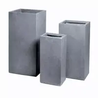 Mcollections plantenbak kubus clayfibre hoog 28x28x60 cm zand - afbeelding 1