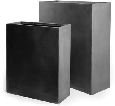 Mcollections Terrasafscheiding Plantenbak – 60 x 22 x 72 cm – Clayfibre – Loodkleur - afbeelding 1