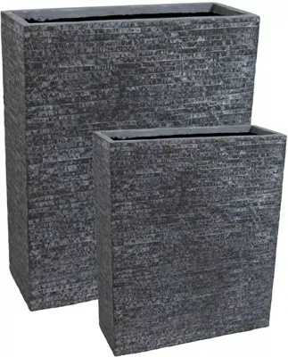 Mcollections Terrasafscheiding Plantenbak Utah – 60 × 22 × 72 cm – Clayfibre – Grafiet - afbeelding 1