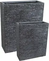 Mcollections Terrasafscheiding Plantenbak Utah – 60 × 22 × 72 cm – Clayfibre – Grafiet - afbeelding 1