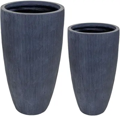 Mcollections Vaas Nora Egg Hoog – Ø34 x H66 – Clayfibre – Grafiet - afbeelding 1