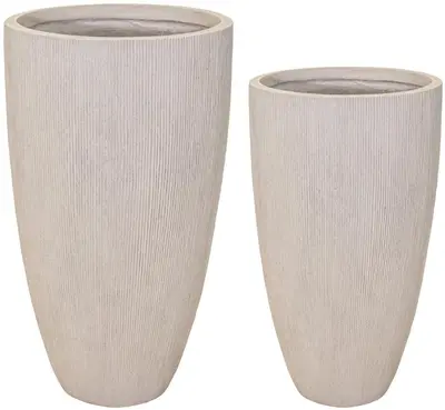 Mcollections Vaas Nora Egg Hoog – Clayfibre  - Ø34 x H66 – Zand  - afbeelding 1