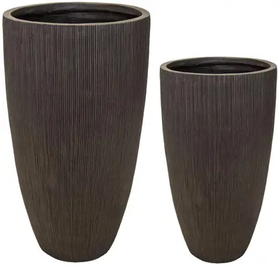 Mcollections Vaas Nora Egg Hoog – Clayfibre  - Ø44 x H77 – Coffee - afbeelding 1