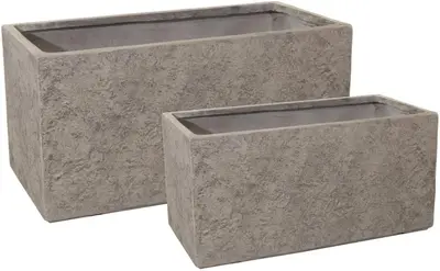 Mega Collections Bloemenpot Bigular Sand - Clayfibre – L60 x B30 x H30cm – Zand - afbeelding 1