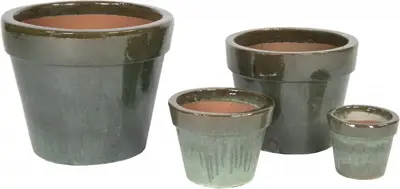 Mega Collections Bloempot Basic geglazuurd  Ø18x16 cm mos - afbeelding 2