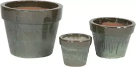 Mega Collections Bloempot Basic geglazuurd  Ø18x16 cm mos - afbeelding 1