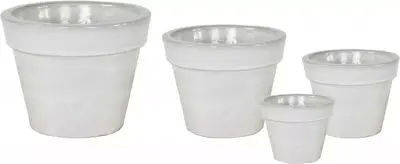 Mega Collections Bloempot Basis Geglazuurd Ø27xH20 cm Wit - afbeelding 1
