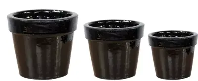 Mega Collections Bloempot Basis Geglazuurd Ø38xH30 cm Zwart - afbeelding 1