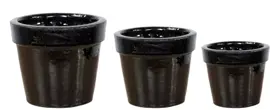 Mega Collections Bloempot Basis Geglazuurd Ø38xH30 cm Zwart - afbeelding 1
