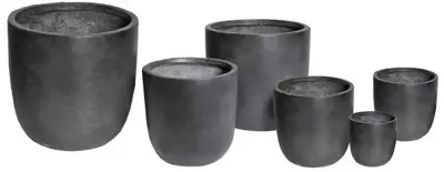 Mega Collections Bloempot Clayfibre Egg Pot Anthracite – Ø39 x H38 cm – Zwart - afbeelding 1