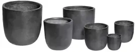 Mega Collections Bloempot Clayfibre Egg Pot Anthracite – Ø39 x H38 cm – Zwart - afbeelding 1