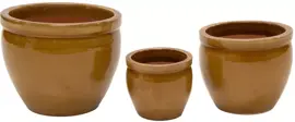 Mega Collections Bloempot Delta Geglazuurd 28x24 cm honinggeel - afbeelding 1