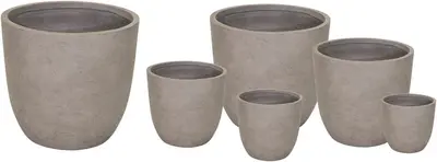 Mega Collections Bloempot Egg Clayfibre - Ø39 x H38 cm - Zand - afbeelding 1