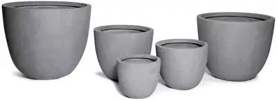 Mega Collections Bloempot Egg Clayfibre, Groot - Ø50x42 cm - Grijs - afbeelding 1