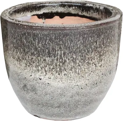 Mega Collections Bloempot Glazed Egg  Ø22x21cm Falling Brown - afbeelding 1
