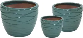 Mega Collections – Bloempot Glazed Hori Wave Celadon Ø19x18cm - afbeelding 1