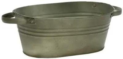 Mega Collections Bloempot Ovaal Zink - L29 x B21 x H12.5 cm - Vintage Groen - afbeelding 1