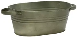 Mega Collections Bloempot Ovaal Zink - L29 x B21 x H12.5 cm - Vintage Groen - afbeelding 1