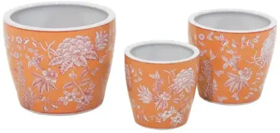 Mega Collections bloempot Qing egg klein 26x21cm oranje/rood