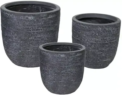 Mega Collections Bloempot Utah Egg - Clayfibre – Ø55 x H51 cm – Graphite - afbeelding 1