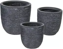 Mega Collections Bloempot Utah Egg - Clayfibre – Ø55 x H51 cm – Graphite - afbeelding 1