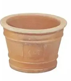 Mega Collections Bloempot Whitewash Terracotta – Ø19 x H13 cm – Met Decoratie - afbeelding 1