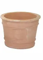 Mega Collections Bloempot Whitewash Terracotta – Ø29 x H21 cm – Met Decoratie - afbeelding 1