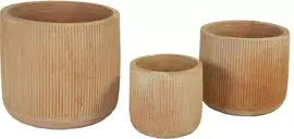 Mega Collections Bloempot Whitewash Terracotta – Ø37 x H36 cm – Met Verticale Ribbelstructuur - afbeelding 1